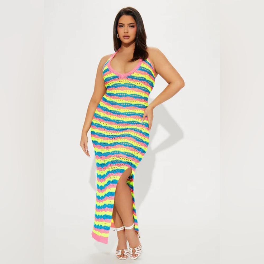 Bella Crochet Maxi Dress - Yellow/combo